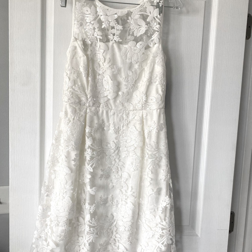 Lovely Donna Ricco New White Lace, Sequined Dress